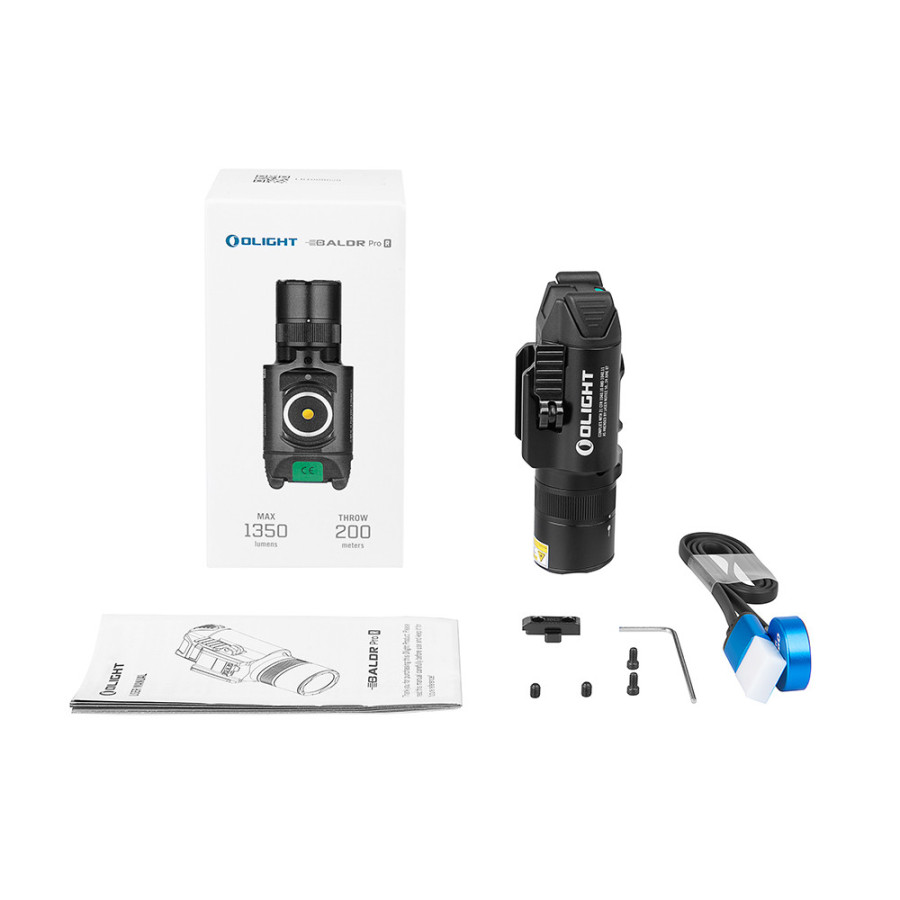 OLIGHT BALDR PRO R LAMPE TACTIQUE 1913 GL AVEC LASER VERT & 1350 LUMENS LED BLACK