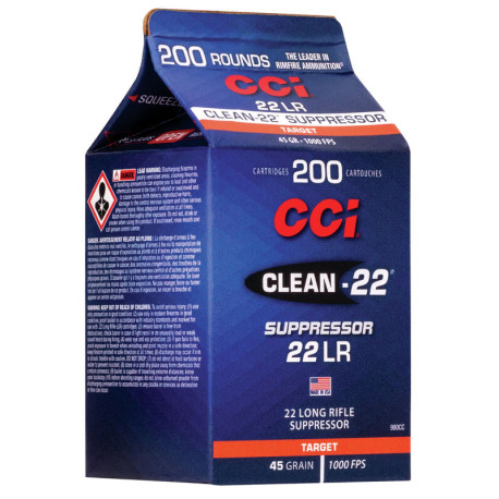 MUNITION CCI 22LR CLEAN SUPRESSOR 45 GRAINS X200