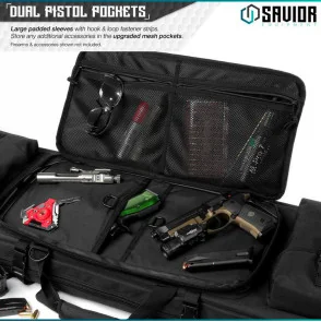 SAVIOR EQUIPMENT URBAN WARFARE DOUBLE RIFLE BAG GUN - SUITABLE FOR RIFLE SHOTGUN, W/ BACKPACK STRAP,BLACK,51\'\' LONG