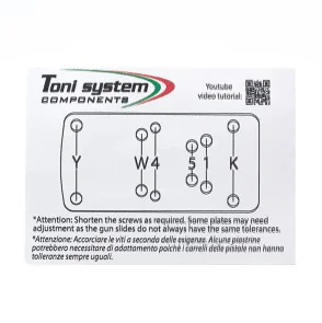 TONI SYSTEM OPXGL ALUMINIUM RED DOT BASE FOR GLOCK G17, G19, G22, G23, G34, G35 TYPE A