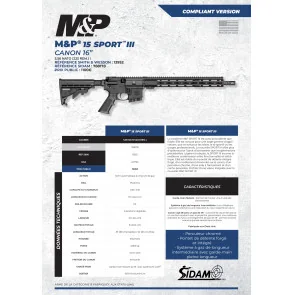 CARABINE SMITH & WESSON M&P 15 SPORT III CANON DE 16 POUCES CALIBRE 223 REMINGTON mp