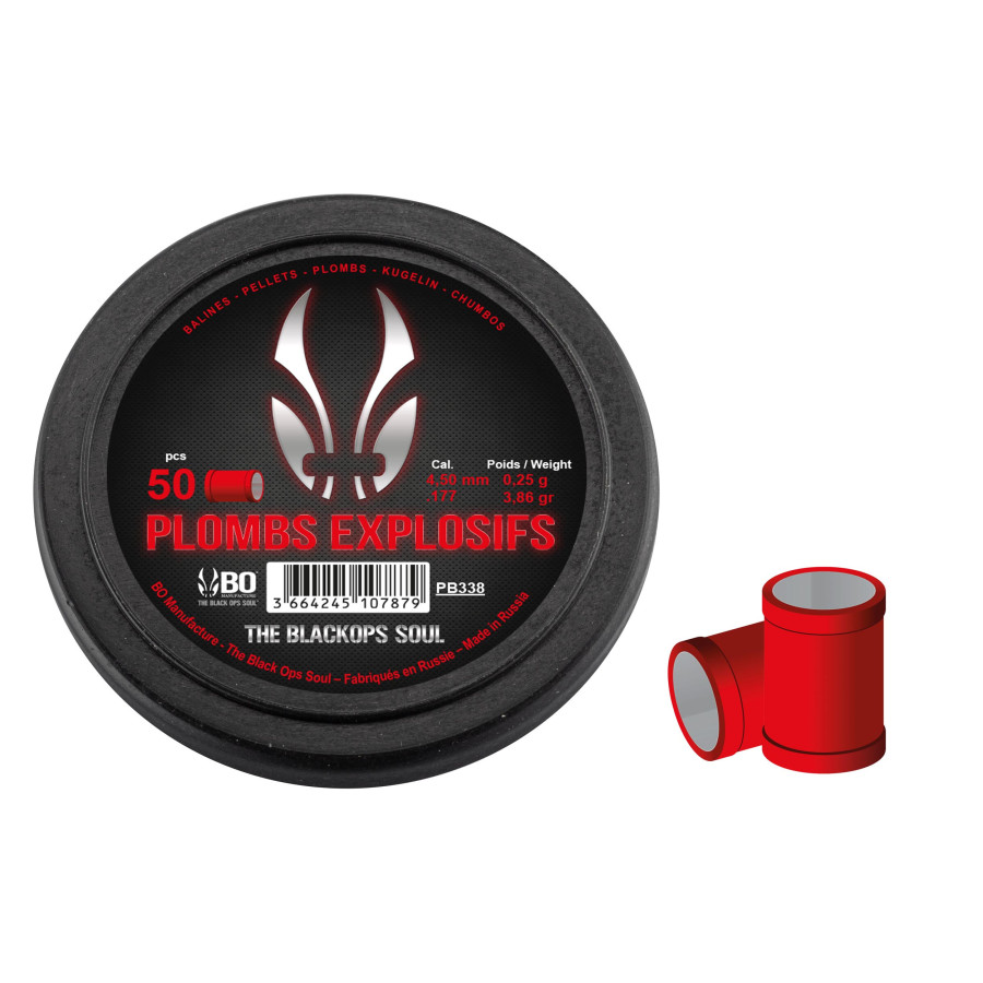 PLOMBS EXPLOSIF THE BLACK OPS SOUL A TETE PLATE CAL. 4,5 MM X50