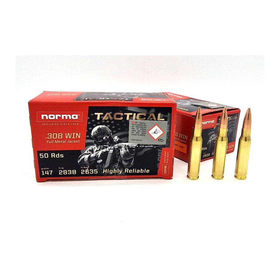 MUNITION NORMA TACTICAL 308WIN FMJ 147GR X50