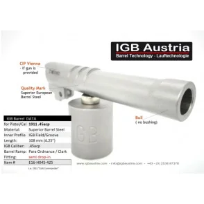 CANON IGB MATCH TYPE 19112011 BULL BARREL 6" 45 ACP EPROUVÉ