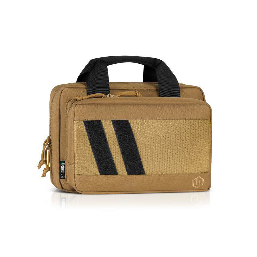 SAVIOR EQUIPMENT [SPECIALIST SERIES] LOW PROFILE SOFT DOUBLE HANDGUN REVOLVER BAG W/ BUILT-IN MAGAZINE HOLDER, TAN