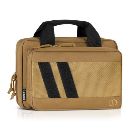 SAVIOR EQUIPMENT [SPECIALIST SERIES] LOW PROFILE SOFT DOUBLE HANDGUN REVOLVER BAG W/ BUILT-IN MAGAZINE HOLDER, TAN