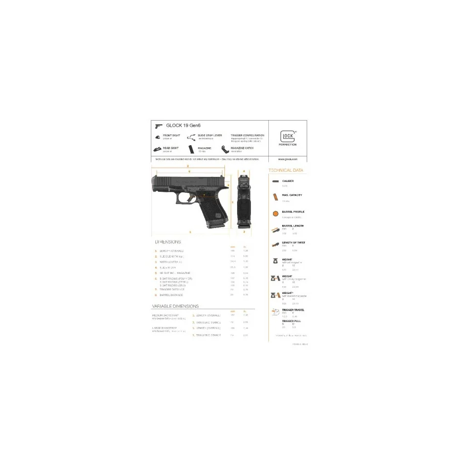 PISTOLET GLOCK 45 GEN6 OR FS CALIBRE 9X19