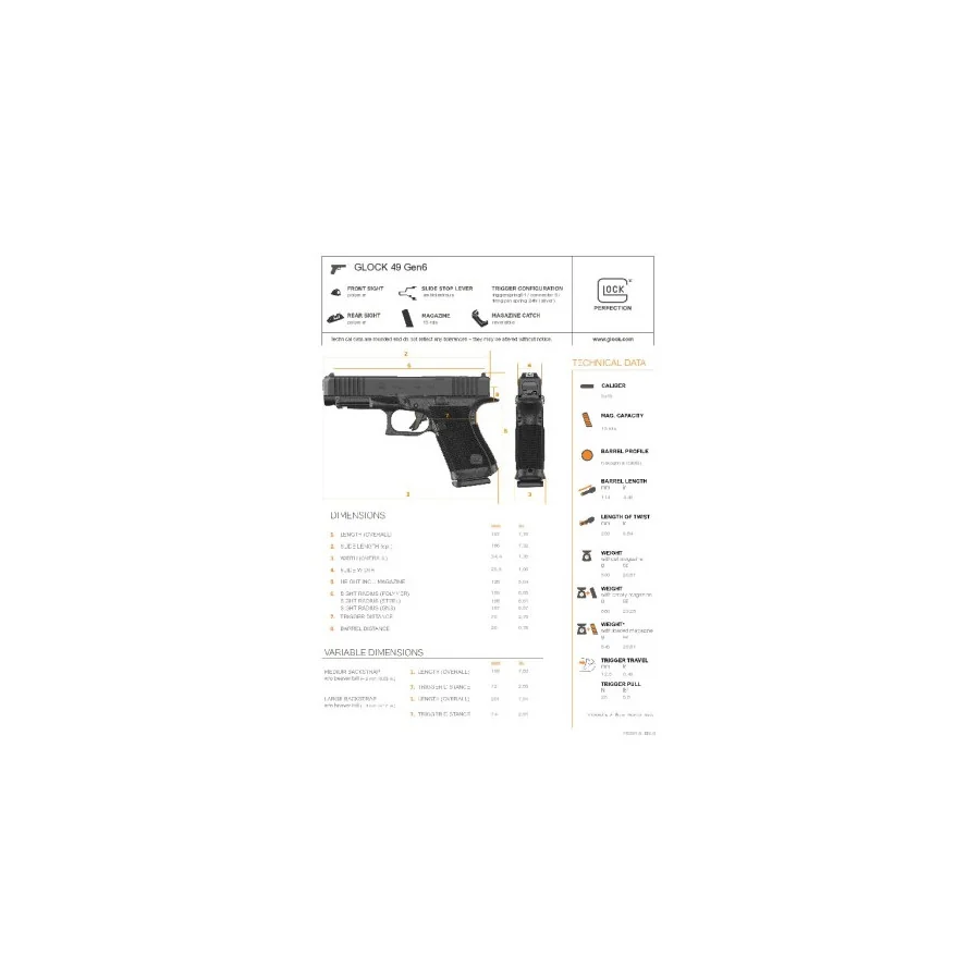 PISTOLET GLOCK 49 GEN6 OR FS CALIBRE 9X19