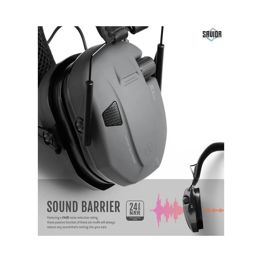 SAVIOR CASQUE ANTIBRUIT ELECTRONIQUES GRIS