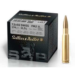 CARTOUCHES SELLIER BELLOT 7,5X55 SWISS FMJ X50