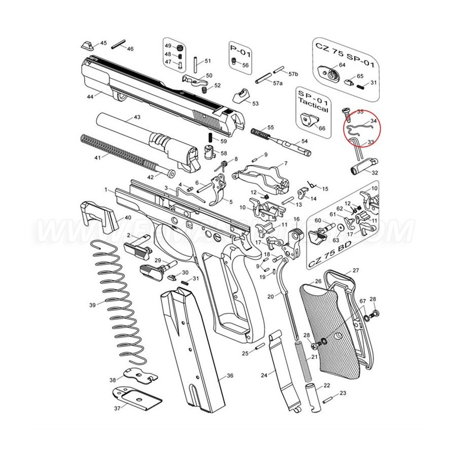 RESSORT BAR DETENTE LIGHT / EEMANN TECH COMPETITION TRIGGER BAR SPRING ( -15% POWER ) FOR CZ EEMANN - 3