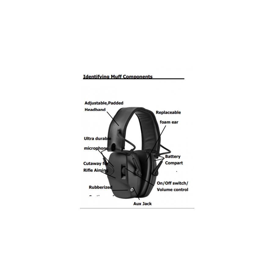 CASQUE DE TIR ELECTRONIQUE AMPLIFICATEUR RC NOIR / BLACK AVEC ETUI DE RANGEMENT - 1