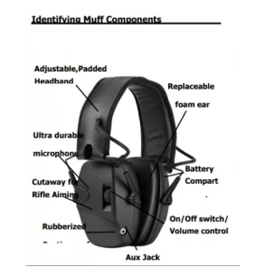 CASQUE DE TIR ELECTRONIQUE AMPLIFICATEUR RC NOIR / BLACK AVEC ETUI DE RANGEMENT - 1