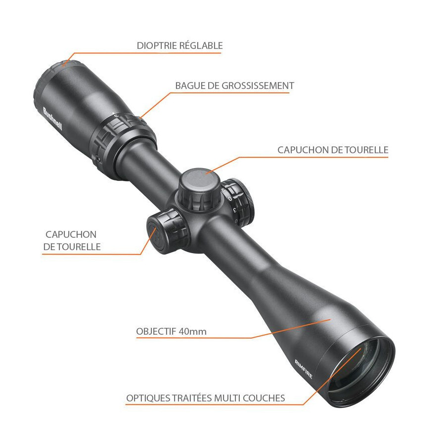 LUNETTE DE TIR BUSHNELL RIMFIRE 3-9X40 - RÉTICULE DZ22 ILL